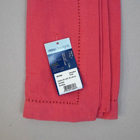Set of 6 Now Designs Hemstitched Cloth Napkins in "Coral" - Picture 4 of 4